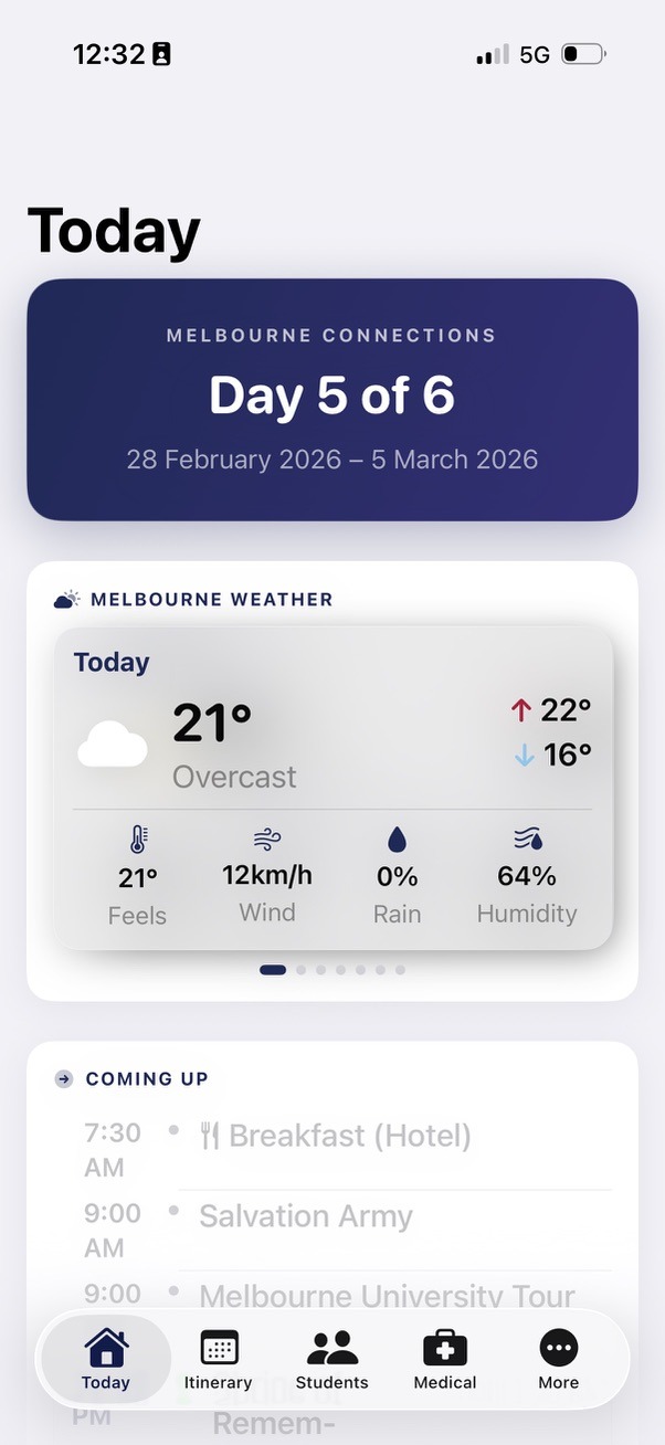 Staff Companion daily overview screen